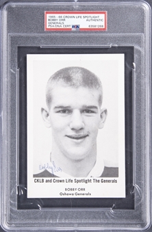 1965-66 Crown Life Spotlight Oshawa Generals Bobby Orr Signed Rookie Card – PSA/DNA Authentic